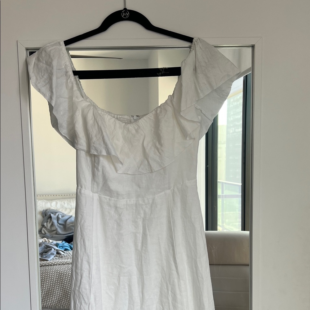 Wilfred White Ruffle Midi Dress